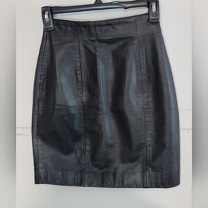 Byrnes & Baker Vintage Black Leather Skirt